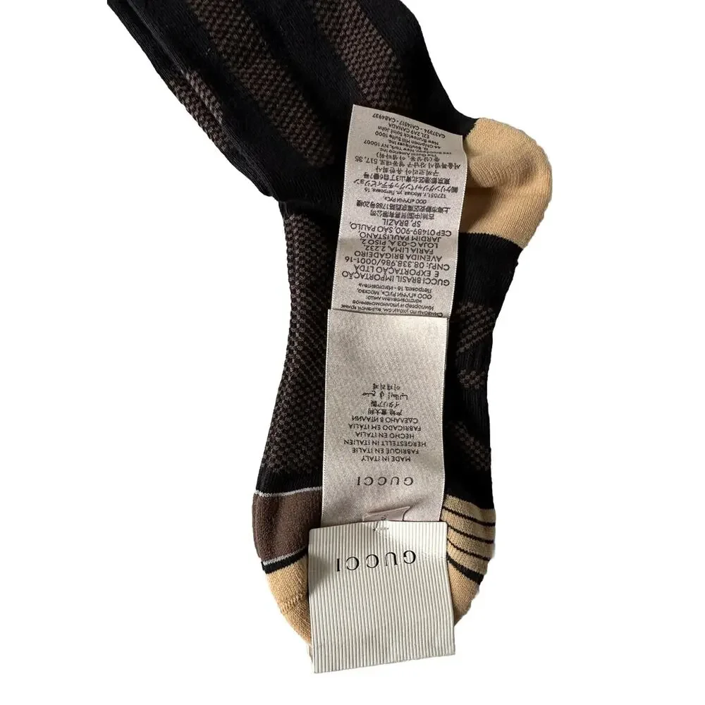 NWT Gucci GG Black/Beige Socks Size XS (16-18 cm) Made in Italy 675854